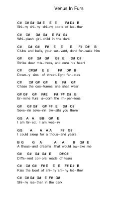 Venus In Furs Piano letter notes by The Velvet Underground - Arr.Bunjoan Payley