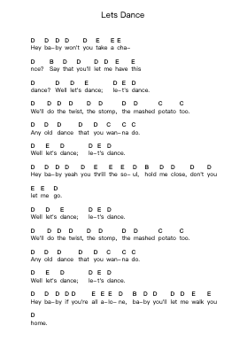 Lets Dance Piano letter notes by Ramones - Arr.Ivescan Nelral