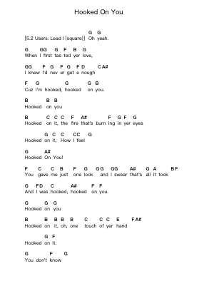 Hooked On You Piano letter notes by Triumph - Arr.Brownegill Orbel