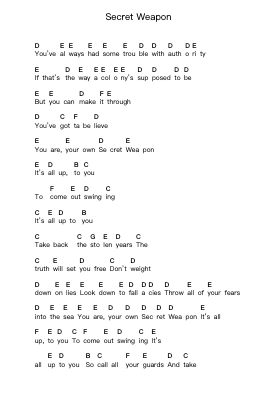 Secret Weapon 鋼琴字母譜由 MxPx - 編曲 Reygess