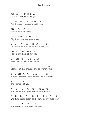 The Horse Piano letter notes by Beach Fossils - Arr.Dwightharte Phijoyce