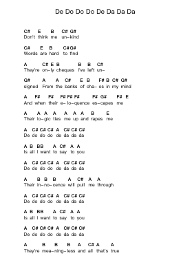 De Do Do Do De Da Da Da Piano letter notes by The Police - Arr.Sonxe