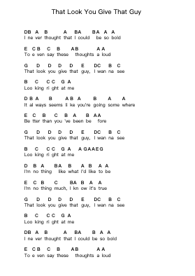 That Look You Give That Guy Piano letter notes by Eels - Arr.Bryceny