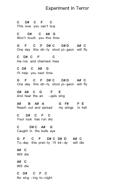 Experiment In Terror 鋼琴字母譜由 Fantômas - 編曲 Vefrank Graseph