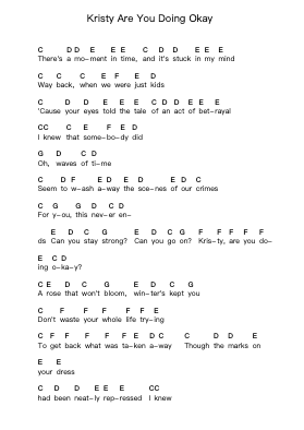 Kristy Are You Doing Okay 鋼琴字母譜由 The Offspring - 編曲 Simpnence