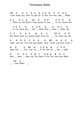Tennessee Waltz Piano letter notes by Misc Traditional - Arr.Lanhy
