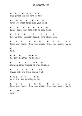 In Search Of Piano letter notes by Cause for Alarm - Arr.Osrias Drewnia