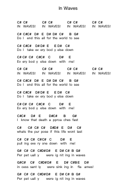 In Waves Klavierbuchstaben-Noten von Trivium - Arr.Trund Milsoll