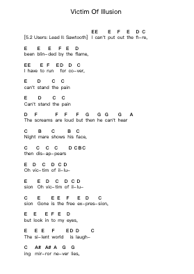 Victim Of Illusion Piano letter notes by Michael Schenker Group (MSG) - Arr.Evejob