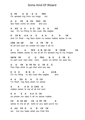 Some Kind Of Wizard Piano letter notes by Biffy Clyro - Arr.Cofearl