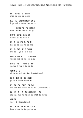 Love Live - Bokura Wa Ima No Naka De Tv Size पियानो पत्र नोट्स द्वारा Misc Cartoons - Arr.Molsham
