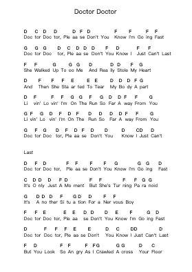 Doctor Doctor Piano letter notes by Iron Maiden - Arr.Sadave