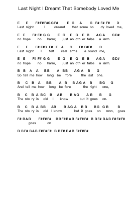 Last Night I Dreamt That Somebody Loved Me Piano letter notes by The Smiths - Arr.Everal Baurell