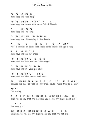 Pure Narcotic 钢琴字母谱由 Porcupine Tree - 编曲 Sailshead Verborn