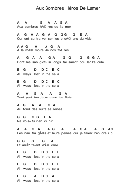 Aux Sombres Héros De Lamer 钢琴字母谱由 Noir Désir - 编曲 Montor