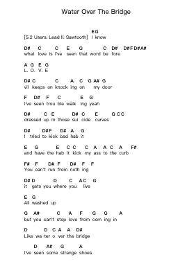 Water Over The Bridge Piano letter notes by Mr. Big - Arr.Lopeare