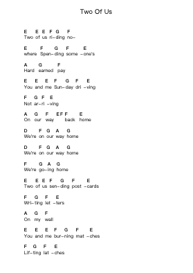 Two Of Us Piano letter noten van The Beatles - Arr.Minmeg Bobfax