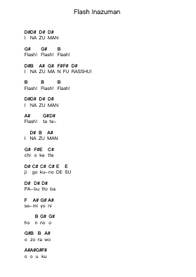 Flash Inazuman Nota surat piano oleh Animetal - Arr.Caewald Tabpritt