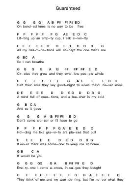 Guaranteed ピアノの音符 by Eddie Vedder - Arr.Nickkirk Inje