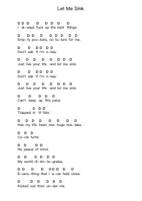 Let Me Sink Piano letter notes by Terror - Arr.Hudcie Rhoclark