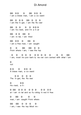 Di Amond Piano letter notes by Stick to Your Guns - Arr.Woolas Scriplice