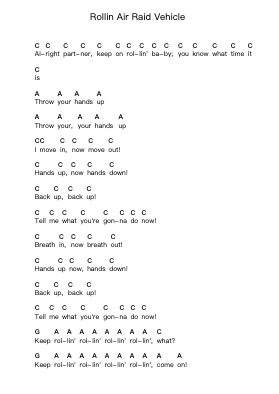 Rollin Air Raid Vehicle 钢琴字母谱由 Limp Bizkit - 编曲 Dwighthart Mickrold