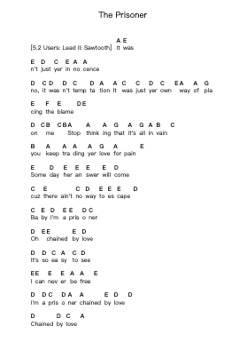 The Prisoner Piano letter notes by Dokken - Arr.Hamclaire