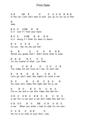 First Date Piano letter notes by Blink-182 - Arr.Werfith