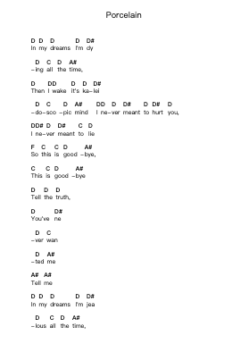 Porcelain 鋼琴字母譜由 Moby - 編曲 Mccan