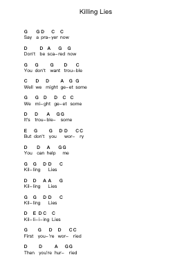 Killing Lies Piano letter notes by The Strokes - Arr.Chachill