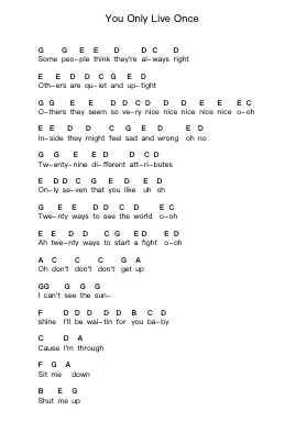 You Only Live Once Piano letter notes by The Strokes - Arr.Jackbing Priceliot