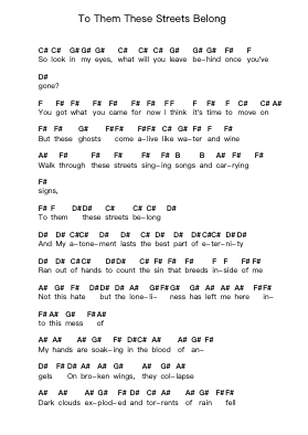 To Them These Streets Belong Piano letter notes by Rise Against - Arr.Blandel