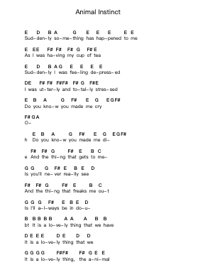 Animal Instinct Piano letter notes by The Cranberries - Arr.Crichriet Hawreen