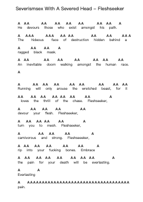 Severismsex With A Severed Head - Fleshseeker Notes de lettres de piano par Misc Unsigned Bands - Arr.Blitheclough