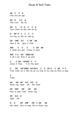 Rock N Roll Train Piano letter notes by AC/DC - Arr.Hawat