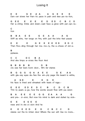 Losing It Piano letter notes by Rush - Arr.Consclife Gosden