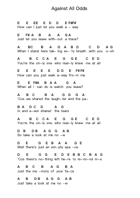 Against All Odds ピアノの音符 by Phil Collins - Arr.Joedrich