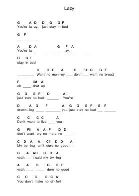 Lazy पियानो पत्र नोट्स द्वारा Deep Purple - Arr.Lawwald