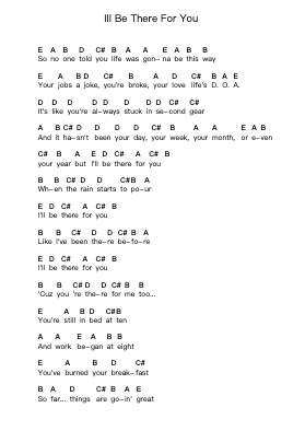 Ill Be There For You Piano letter notes by The Rembrandts - Arr.Poundnions