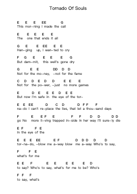 Tornado Of Souls Piano letter noten van Megadeth - Arr.Leisa