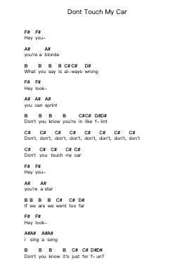 Dont Touch My Car पियानो पत्र नोट्स द्वारा Screeching Weasel - Arr.Turder