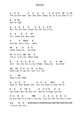 Horror Piano letter notes by Algernon Cadwallader - Arr.Lowell