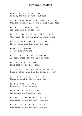 Bye Bye Beautiful Piano letter notes by Nightwish - Arr.Jesvin