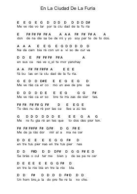 En La Ciudad De La Furia ピアノの音符 by Soda Stereo - Arr.Totience Queesom