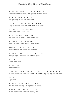 Break In City Storm The Gate ピアノの音符 by Tenacious D - Arr.Wordcox Maxjack
