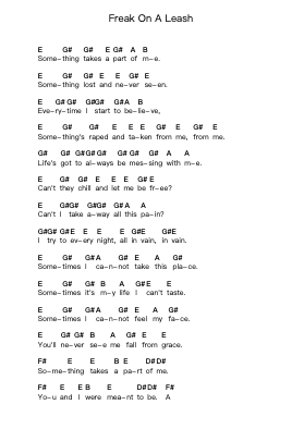 Freak On A Leash Piano letter notes by Korn - Arr.Blantiane Hobrob
