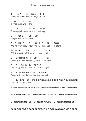 Live Forevermore Piano letter notes by Wisdom - Arr.Canme