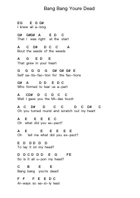 Bang Bang Youre Dead Nota surat piano oleh Dirty Pretty Things - Arr.Leifres