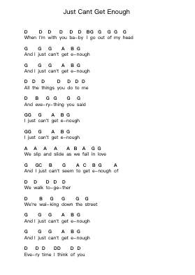 Just Cant Get Enough Piano letter notes by Depeche Mode - Arr.Raelo