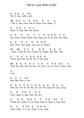 Fell In Love With A Girl Piano letter notes by The White Stripes - Arr.Leighlis Bingian